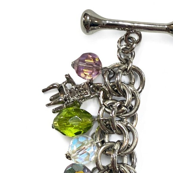 Her Royal Highness PRINCESS Charm Bracelet – Silver Tone, Crystal Beads, Toggle - Picture 6 of 11